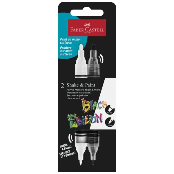Faber-Castell Black Edition Shake & Paint akryltuscher sort hvid