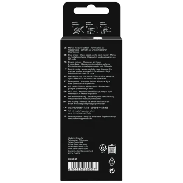 Faber-Castell Black Edition Shake & Paint akryltuscher sort hvid