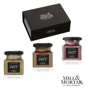 Spiseligt glimmer kagestøv gaveæske fra Mill & Mortar - Guld, pink og bronze kagestøv – gør festen lidt flottere