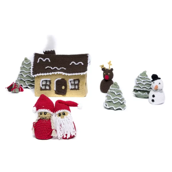 Hækleopskrift julepynt og julelandskab