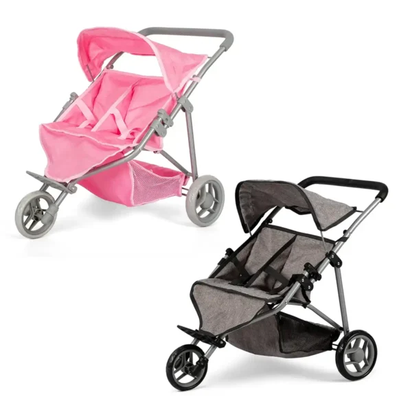 Tvillinge klapvogn til dukker fra MaMaMeMo – leg, omsorg og dobbelt glæde