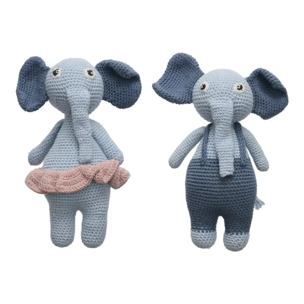 Hækleopskrift elefant bamser Mikkla og Mikkline