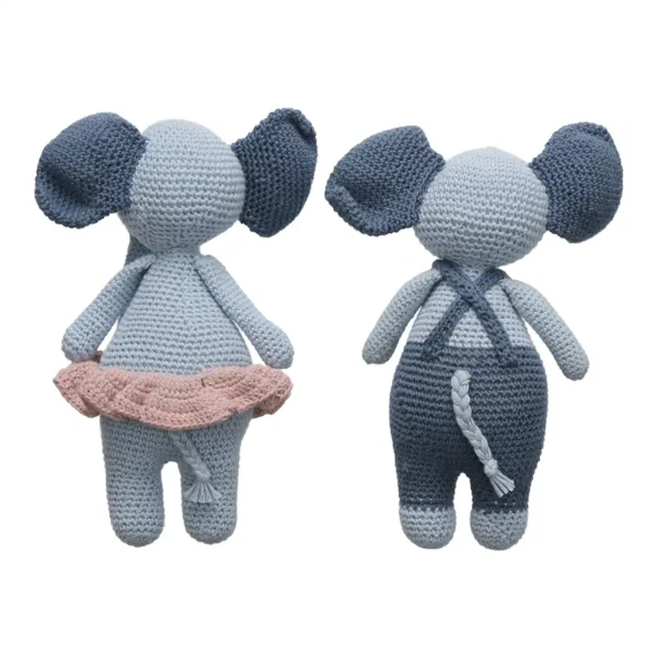 Hækleopskrift elefant bamser Mikkla og Mikkline