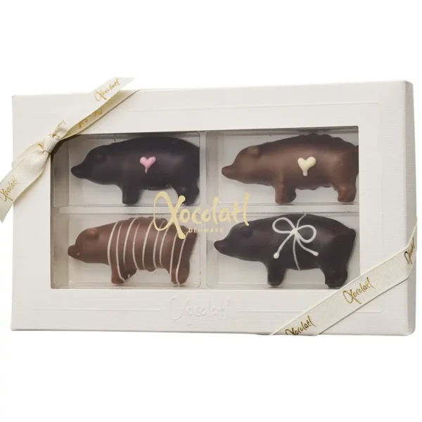 4 marcipangrise i gaveæske fra Xocolatl