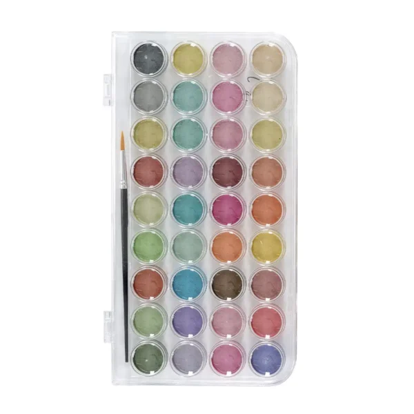 Akvarel farvesæt metallic 36 farver – Kreativ maling med smukke skinnende effekter