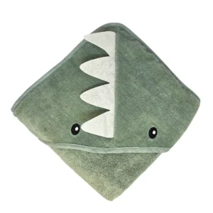 Baby badeslag støvet grøn med dinosaur – blødt, sjovt og klar til badetid