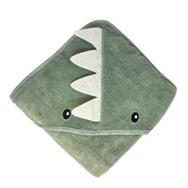 Baby badeslag støvet grøn med dinosaur – blødt, sjovt og klar til badetid