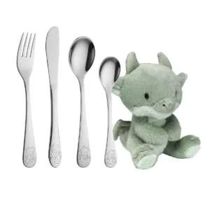 Børnebestik og Drage bamse 4 dele fra Nordahl Andersen