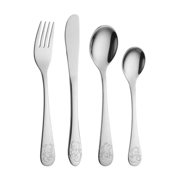 Børne bestik og bamse Drage 4 dele fra Nordahl Andersen