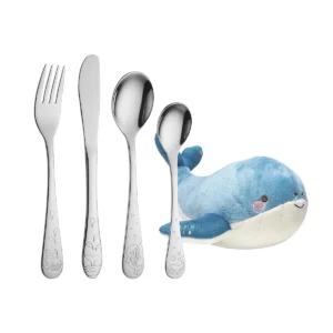 Børnebestik og hval bamse 4 dele fra Nordahl Andersen