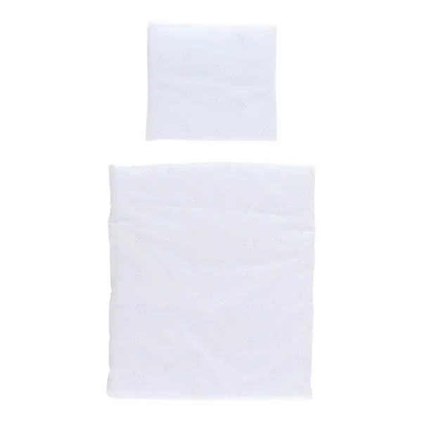 Dukkesengetøj til dukker hvidt broderi anglaise