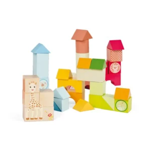 Byggeklodser i træ med Sophie la Girafe 36 stk. fra Janod