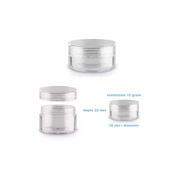 Runde opbevaringsbøtter med skruelåg – 10 g til perler og smykkedele