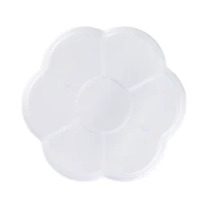 Opbevaringsæske i gennemsigtig akryl med 7 rum – blomsterform til perler og smykkedele