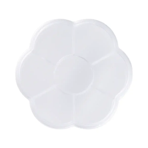 Opbevaringsæske i gennemsigtig akryl med 7 rum – blomsterform til perler og smykkedele