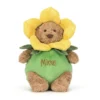 Jellycat Bartholomew Bjørn Daffodil Outfit – blød bamse i forårs farvet blomster dragt med navn