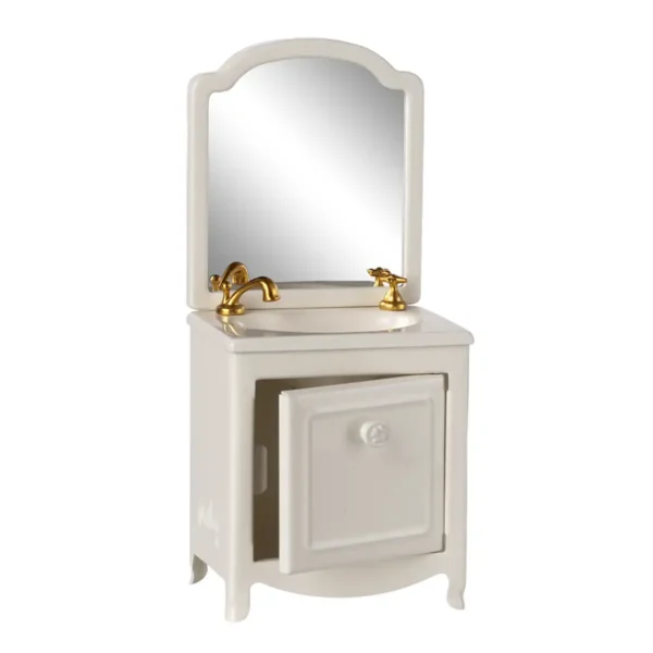 Maileg dukkehus tilbehør håndvask og spejl til badeværelse off white