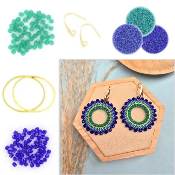 Miyuki DIY kit round ørering mørkeblå