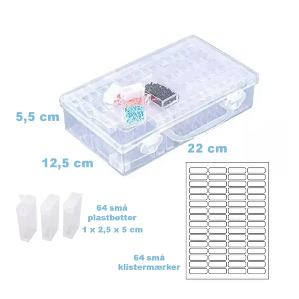 Opbevaringsboks til perler med 64 beholdere med flip-låg – praktisk opbevaring til perler og smykkedele