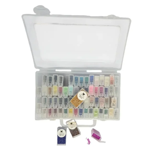 Opbevaringsboks til perler med 64 beholdere med flip-låg – praktisk opbevaring til perler og smykkedele