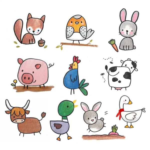 Tegneguides til børn med bondegårdsdyr fra 4–99 år fra Skal vi tegne