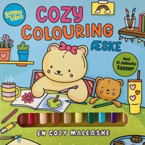Cozy malebog Sunny Vibes maleæske med tusser – kreativ hygge med farver